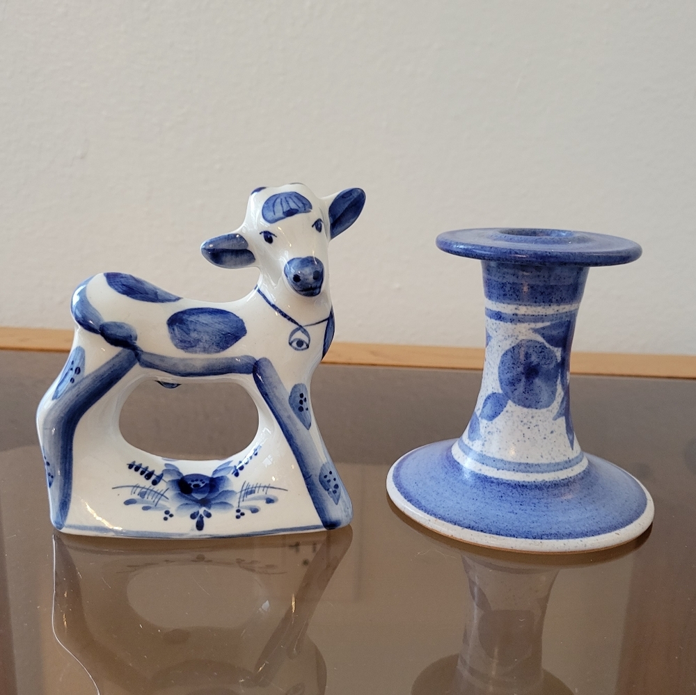 Ceramic set - candle holder & ornament